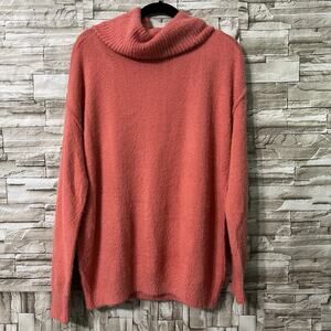 CASLON Sweater Womens Size Large Coral Turtleneck Heathered Knit Pullover New